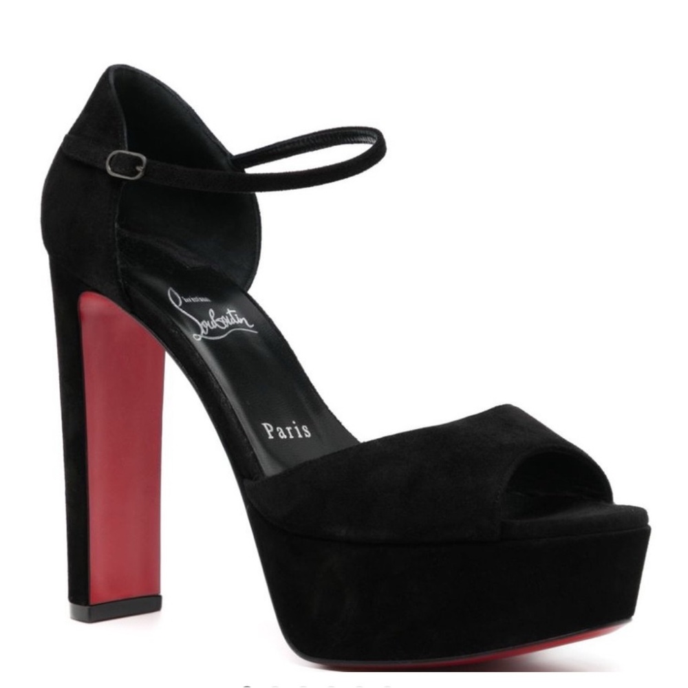 Christian Louboutin Sandaloo 130 Suede Platform Heel in Black size 36.5. - Picture 3 of 15